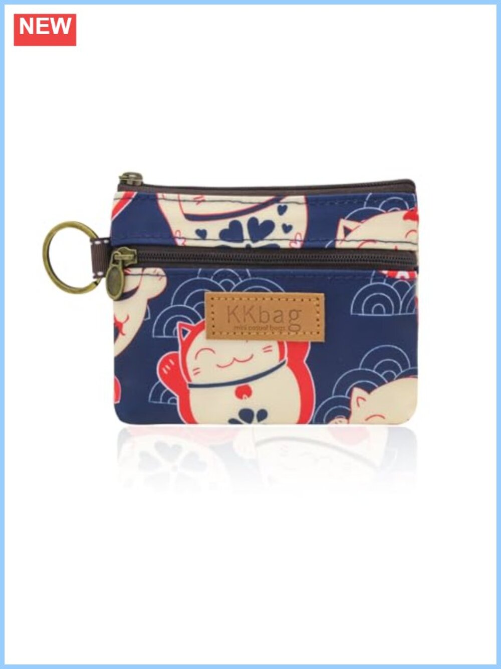 Waterproof Polyester Coin Purse Zipper Pouch Keyring Mini Wallet